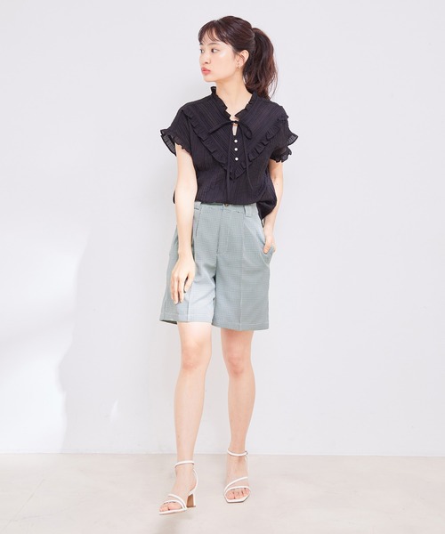 vis-`a-vis(ビサビ)の「【WEB限定】チェック柄ショートパンツ【セットアップ対応】(スラックス・レディース・グリーン/グレー・S/M)」の10枚目の写真