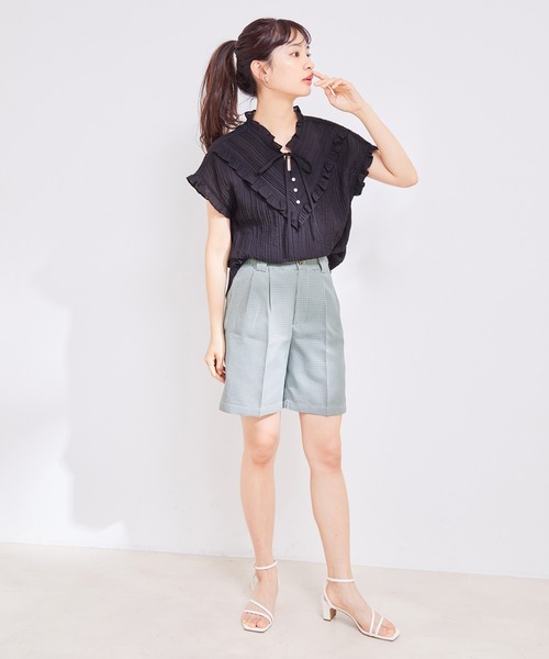 vis-`a-vis(ビサビ)の「【WEB限定】チェック柄ショートパンツ【セットアップ対応】(スラックス・レディース・グリーン/グレー・S/M)」の11枚目の写真