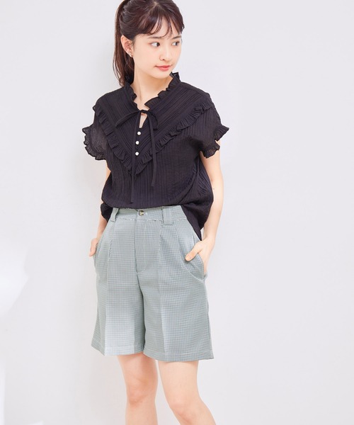 vis-`a-vis(ビサビ)の「【WEB限定】チェック柄ショートパンツ【セットアップ対応】(スラックス・レディース・グリーン/グレー・S/M)」の12枚目の写真