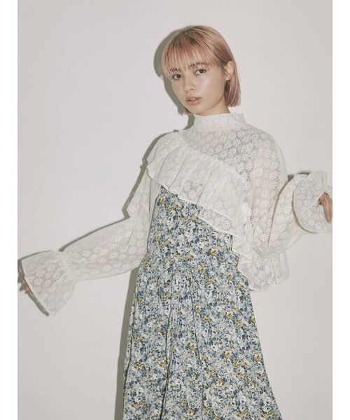 merry jenny（メリージェニー）の「short asymmetry lace tops（その他トップス・レディース・アイボリー/ブラック・FREE）」の5枚目の写真