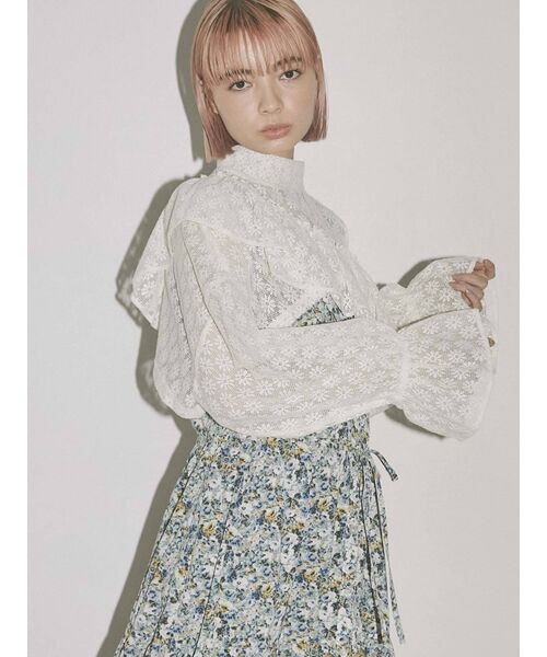 merry jenny（メリージェニー）の「short asymmetry lace tops（その他トップス・レディース・アイボリー/ブラック・FREE）」の8枚目の写真