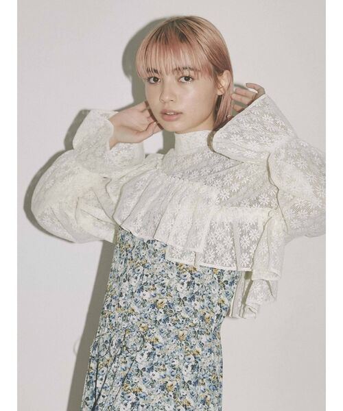 merry jenny（メリージェニー）の「short asymmetry lace tops（その他トップス・レディース・アイボリー/ブラック・FREE）」の9枚目の写真