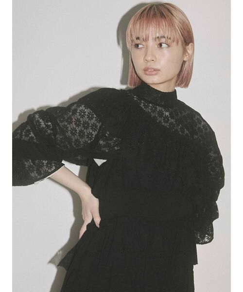 merry jenny（メリージェニー）の「short asymmetry lace tops（その他トップス・レディース・アイボリー/ブラック・FREE）」の11枚目の写真