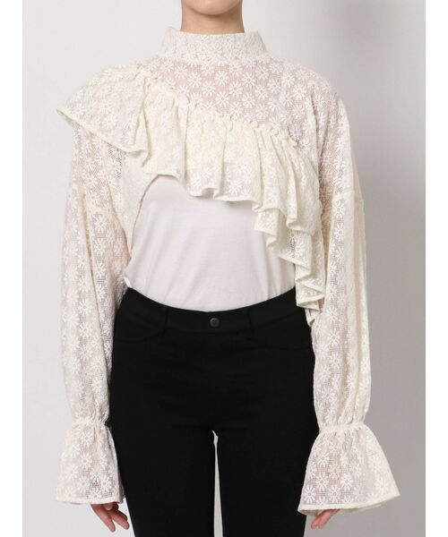 merry jenny（メリージェニー）の「short asymmetry lace tops（その他トップス・レディース・アイボリー/ブラック・FREE）」の18枚目の写真