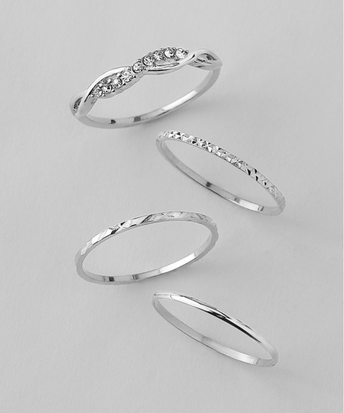ANEMONE（アネモネ）の「ビジューラインデザインリング［4本セット］（リング・レディース・シルバー/ゴールド・FREE）」の3枚目の写真