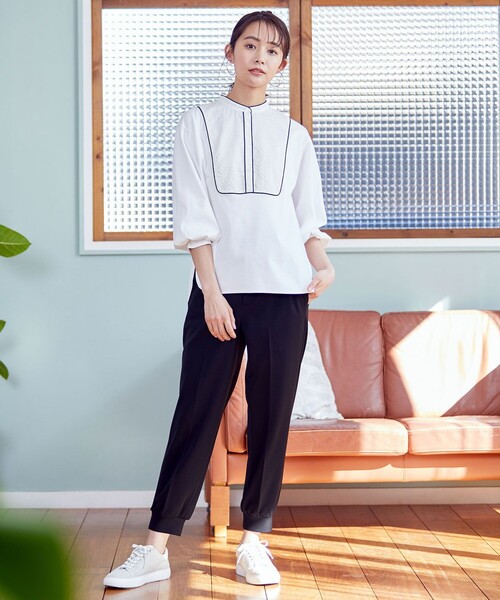 J.PRESS(ジェイプレス)の「【洗える】TA/PEモクロディ ジョガー パンツ(その他パンツ・レディース・ブラック系/ネイビー系・T13/T17)」の3枚目の写真
