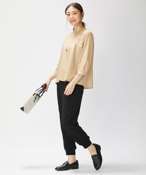 J.PRESS(ジェイプレス)の「【洗える】TA/PEモクロディ ジョガー パンツ(その他パンツ・レディース・ブラック系/ネイビー系・T13/T17)」の6枚目の写真