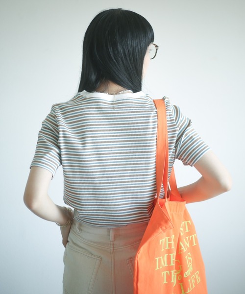 spoon store(スプーンストア)の「マルチボーダーTシャツ(Tシャツ/カットソー・レディース・ブラック/ピンク/ブルー・フリー)」の10枚目の写真