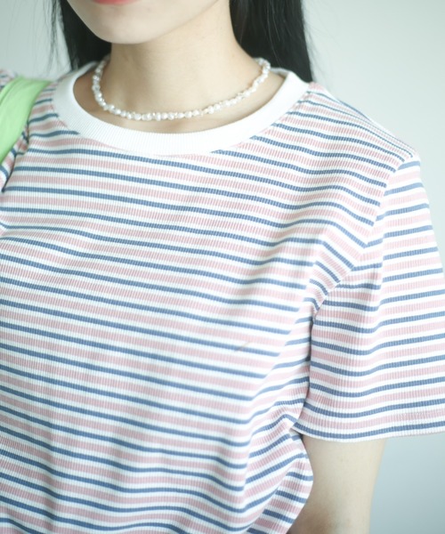 spoon store(スプーンストア)の「マルチボーダーTシャツ(Tシャツ/カットソー・レディース・ブラック/ピンク/ブルー・フリー)」の14枚目の写真