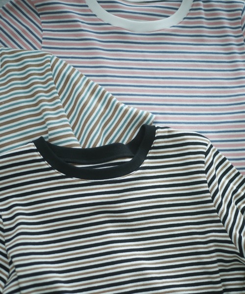 spoon store(スプーンストア)の「マルチボーダーTシャツ(Tシャツ/カットソー・レディース・ブラック/ピンク/ブルー・フリー)」の19枚目の写真