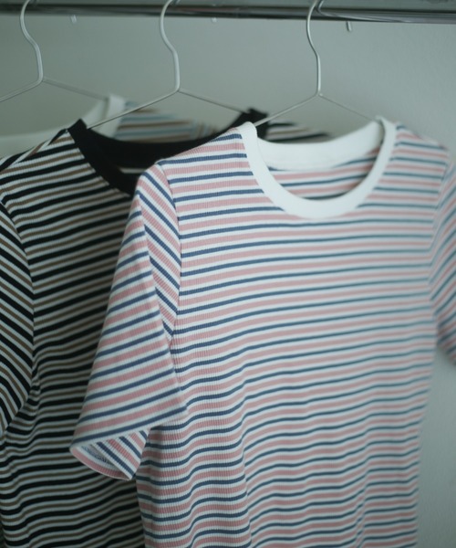 spoon store(スプーンストア)の「マルチボーダーTシャツ(Tシャツ/カットソー・レディース・ブラック/ピンク/ブルー・フリー)」の20枚目の写真