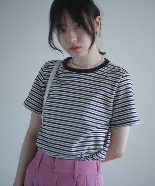 spoon store(スプーンストア)の「マルチボーダーTシャツ(Tシャツ/カットソー・レディース・ブラック/ピンク/ブルー・フリー)」の21枚目の写真