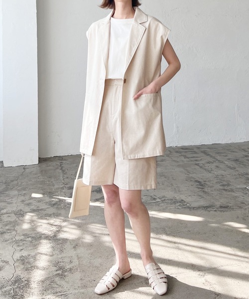 LIAN（リアン）の「リネンブレンドノースリーブジャケット（テーラード
