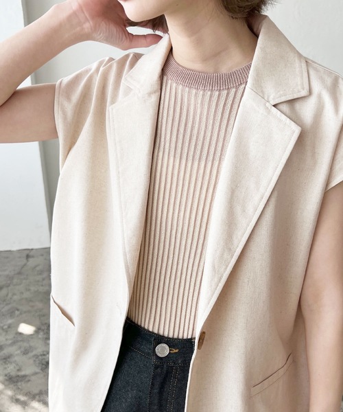 ánuans ノースリーブ テーラードジャケット フレアスリーブスリットジャケット（テーラードジャケット）｜anuans