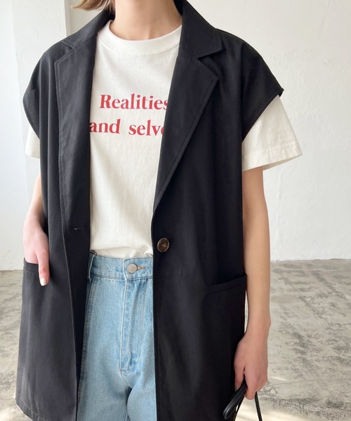 LIAN（リアン）の「リネンブレンドノースリーブジャケット（テーラード