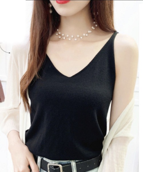 STYLEBLOCK（スタイルブロック）の「シンプルキャミソール（キャミソール・レディース・ブラック/グレー/ゴールド/イエロー/グリーン/ブラウン系その他/ベージュ系その他/ピンク/ホワイト/ブルー・FREE）」の3枚目の写真