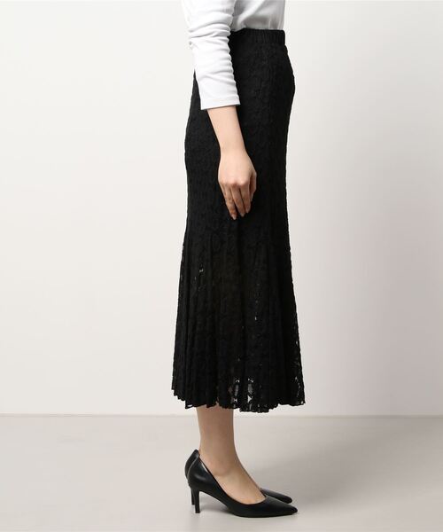 Q（キュー）の「ドットレース マーメイドスカート（スカート・レディース・ブラック/アイボリー・MEDIUM）」の3枚目の写真