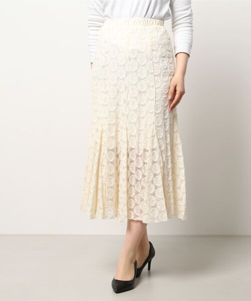 Q（キュー）の「ドットレース マーメイドスカート（スカート・レディース・ブラック/アイボリー・MEDIUM）」の6枚目の写真