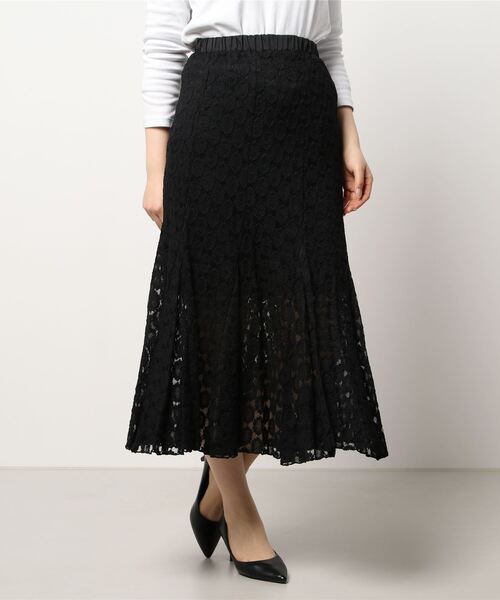 Q（キュー）の「ドットレース マーメイドスカート（スカート・レディース・ブラック/アイボリー・MEDIUM）」の5枚目の写真