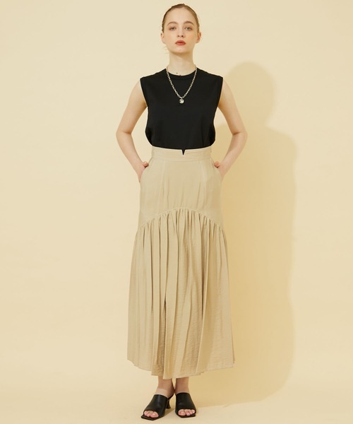 INella（イネラ）の「【INella/イネラ】エアリーギャザーヘムスカート（スカート・レディース・ブラック/ベージュ・1/2）」の7枚目の写真