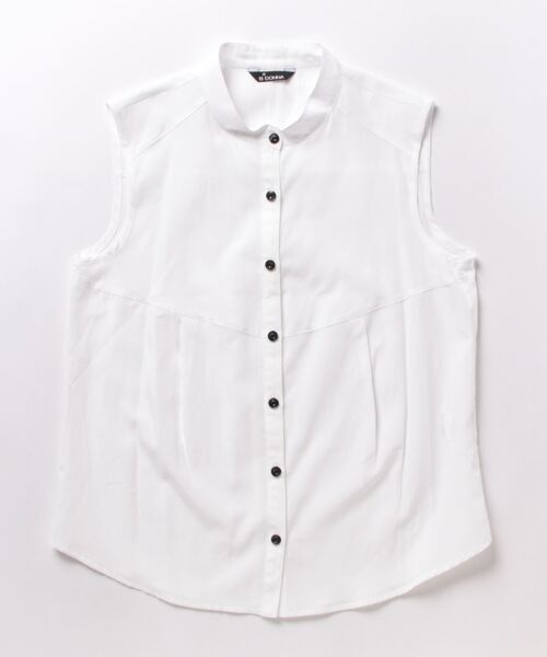 BDONNA（ビドンナ）の「フィブリルブロード　付け衿付きノースリーブブラウス（シャツ/ブラウス・レディース・ホワイト/グリーン・MEDIUM）」の9枚目の写真