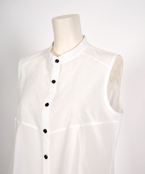 BDONNA（ビドンナ）の「フィブリルブロード　付け衿付きノースリーブブラウス（シャツ/ブラウス・レディース・ホワイト/グリーン・MEDIUM）」の5枚目の写真