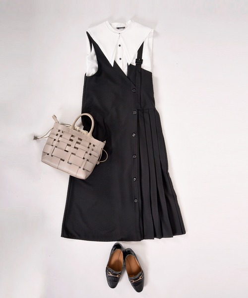 BDONNA（ビドンナ）の「フィブリルブロード　付け衿付きノースリーブブラウス（シャツ/ブラウス・レディース・ホワイト/グリーン・MEDIUM）」の3枚目の写真