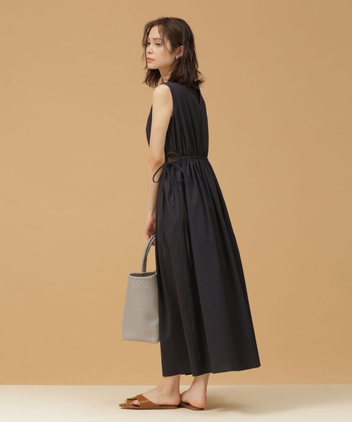 ドロストリボンサッカーワンピースノースリーブ