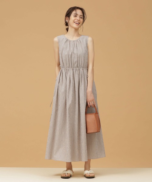 ドロストリボンサッカーワンピースノースリーブ