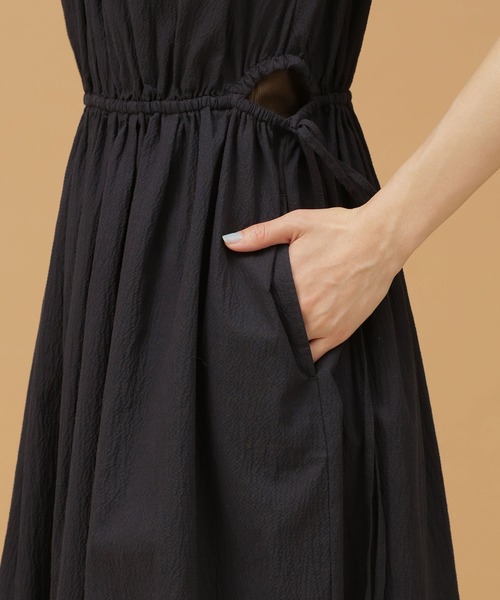 ドロストリボンサッカーワンピースノースリーブ