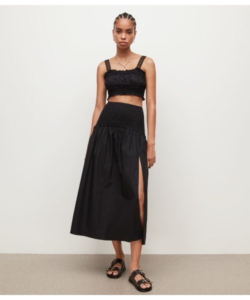 ALLSAINTS（オールセインツ）の「ALEX GATHERED MAXI SKIRT | ALEX ギャザード マキシ スカート（スカート・レディース・ブラック・6/8/4）」の4枚目の写真