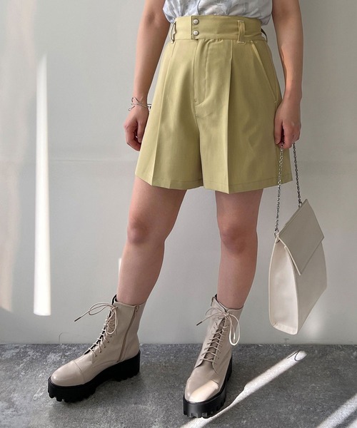 179/WG(イチナナキュウダブルジー)の「ハイウエストショートパンツ(その他パンツ・レディース・ベージュ/チェック/チャコールグレー/グリーン・MEDIUM)」の1枚目の写真