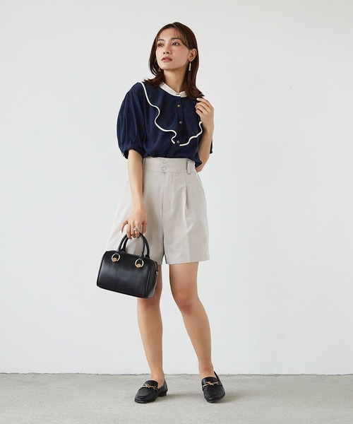 179/WG(イチナナキュウダブルジー)の「ハイウエストショートパンツ(その他パンツ・レディース・ベージュ/チェック/チャコールグレー/グリーン・MEDIUM)」の5枚目の写真