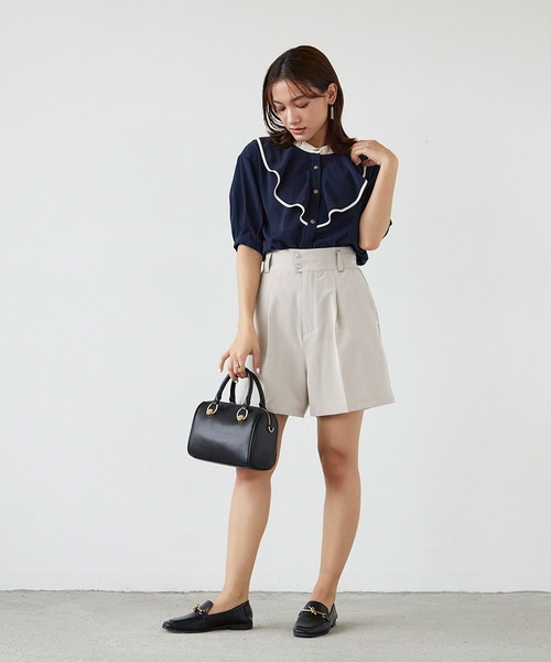 179/WG(イチナナキュウダブルジー)の「ハイウエストショートパンツ(その他パンツ・レディース・ベージュ/チェック/チャコールグレー/グリーン・MEDIUM)」の11枚目の写真