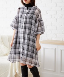 acro | パフスリーブシアーチュニックワンピース/AC1411(ワンピース)