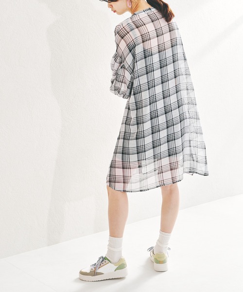 acro（アクロ）の「パフスリーブシアーチュニックワンピース/AC1411（ワンピース・レディース・ライトブルー/ブラック/ベージュ・ﾌﾘ-）」の21枚目の写真