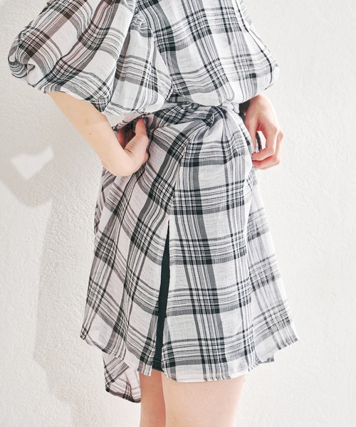 acro（アクロ）の「パフスリーブシアーチュニックワンピース/AC1411（ワンピース・レディース・ライトブルー/ブラック/ベージュ・ﾌﾘ-）」の4枚目の写真