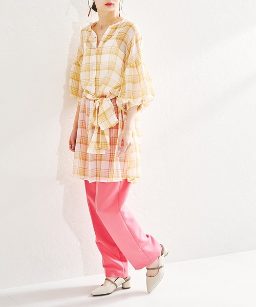 acro（アクロ）の「パフスリーブシアーチュニックワンピース/AC1411（ワンピース・レディース・ライトブルー/ブラック/ベージュ・ﾌﾘ-）」の19枚目の写真