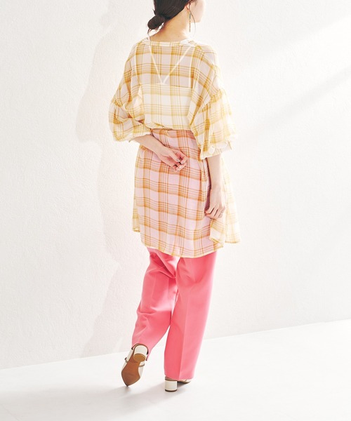 acro（アクロ）の「パフスリーブシアーチュニックワンピース/AC1411（ワンピース・レディース・ライトブルー/ブラック/ベージュ・ﾌﾘ-）」の10枚目の写真