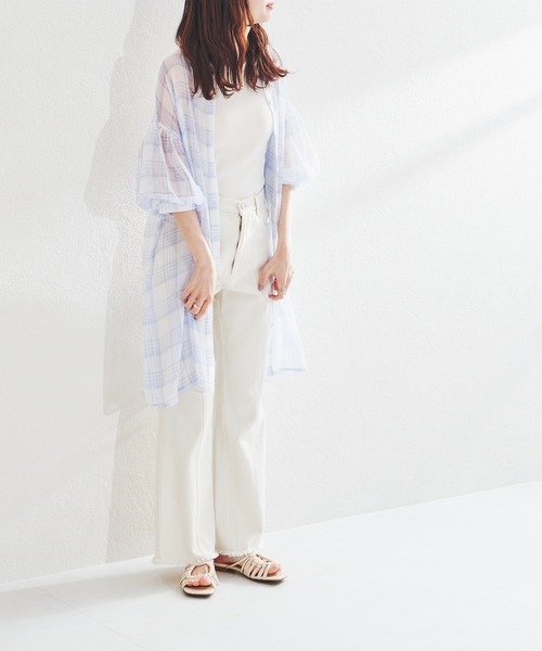 acro（アクロ）の「パフスリーブシアーチュニックワンピース/AC1411（ワンピース・レディース・ライトブルー/ブラック/ベージュ・ﾌﾘ-）」の17枚目の写真