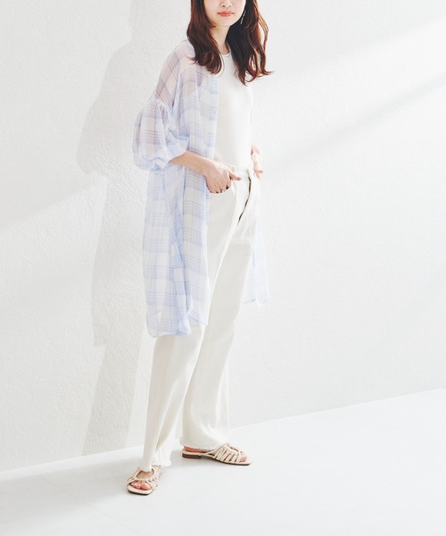 acro（アクロ）の「パフスリーブシアーチュニックワンピース/AC1411（ワンピース・レディース・ライトブルー/ブラック/ベージュ・ﾌﾘ-）」の15枚目の写真