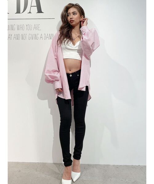 GYDA(ジェイダ)の「リブベアビスチェ(キャミソール・レディース・ブラック/オフホワイト・FREE)」の5枚目の写真