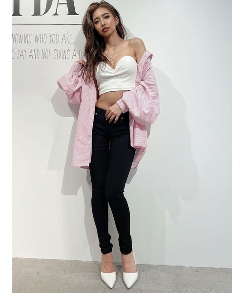 GYDA(ジェイダ)の「リブベアビスチェ(キャミソール・レディース・ブラック/オフホワイト・FREE)」の6枚目の写真