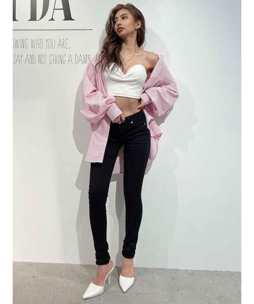 GYDA(ジェイダ)の「リブベアビスチェ(キャミソール・レディース・ブラック/オフホワイト・FREE)」の7枚目の写真