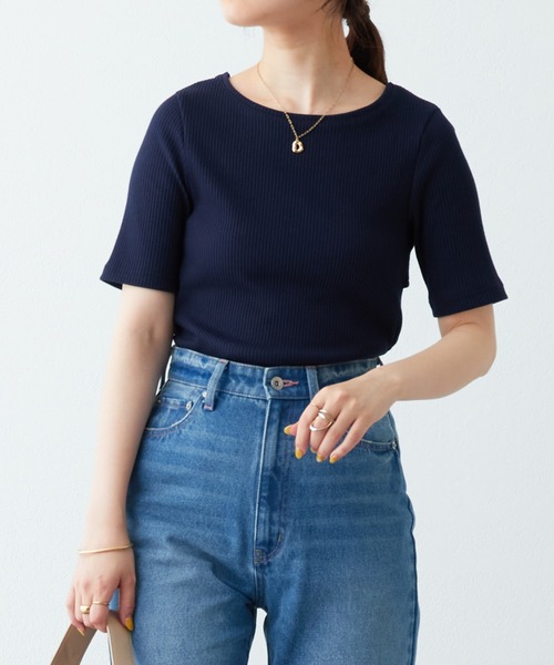 natural couture(ナチュラルクチュール)の「WEB限定/ねじりオープンバックテレコT(Tシャツ/カットソー・レディース・その他2/ネイビー/その他1/オフホワイト・FREE)」の14枚目の写真