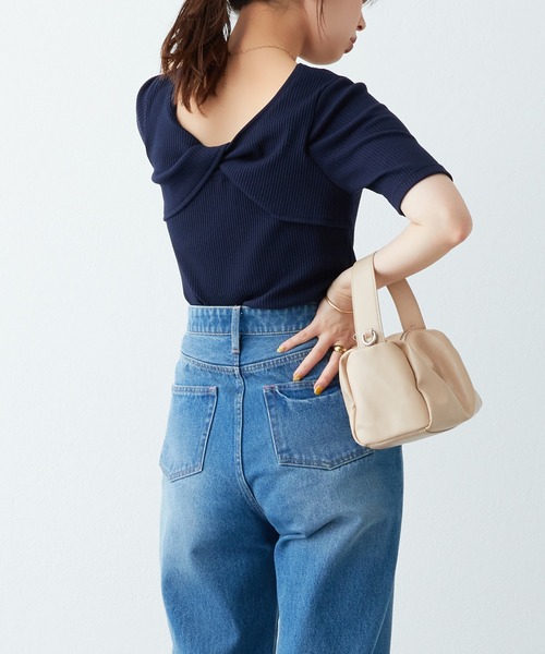 natural couture(ナチュラルクチュール)の「WEB限定/ねじりオープンバックテレコT(Tシャツ/カットソー・レディース・その他2/ネイビー/その他1/オフホワイト・FREE)」の16枚目の写真
