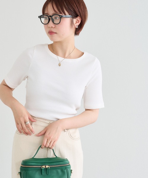 natural couture(ナチュラルクチュール)の「WEB限定/ねじりオープンバックテレコT(Tシャツ/カットソー・レディース・その他2/ネイビー/その他1/オフホワイト・FREE)」の7枚目の写真