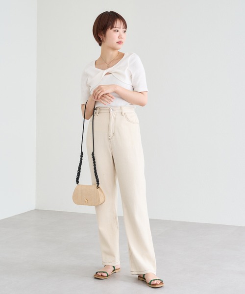 natural couture(ナチュラルクチュール)の「WEB限定/ねじりオープンバックテレコT(Tシャツ/カットソー・レディース・その他2/ネイビー/その他1/オフホワイト・FREE)」の6枚目の写真