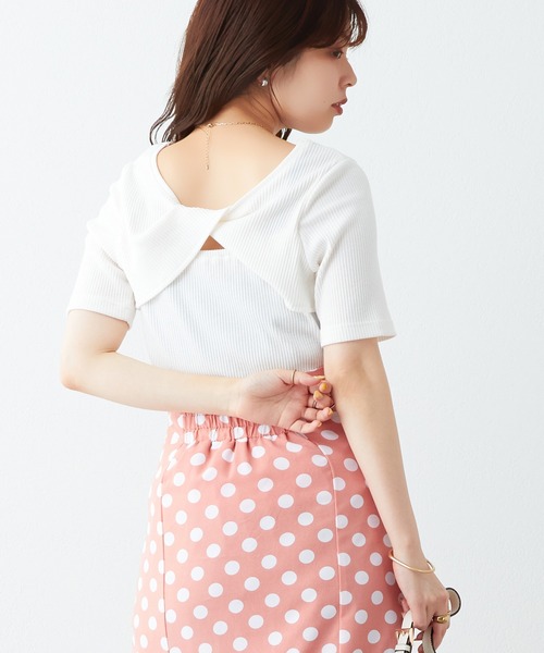 natural couture(ナチュラルクチュール)の「WEB限定/ねじりオープンバックテレコT(Tシャツ/カットソー・レディース・その他2/ネイビー/その他1/オフホワイト・FREE)」の10枚目の写真