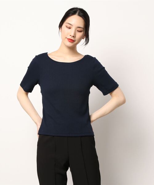 natural couture(ナチュラルクチュール)の「WEB限定/ねじりオープンバックテレコT(Tシャツ/カットソー・レディース・その他2/ネイビー/その他1/オフホワイト・FREE)」の18枚目の写真